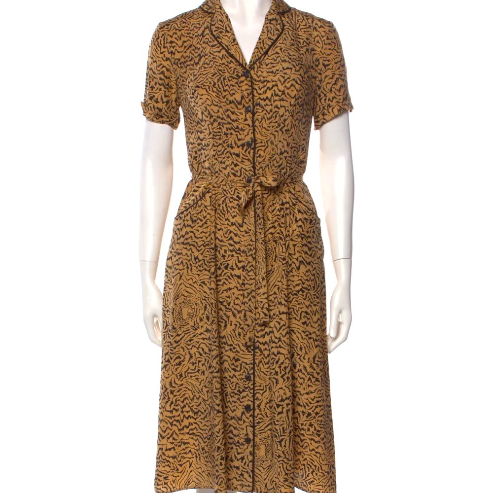 HVN tiger stripe silk button brown maxi dress is perfect condition!